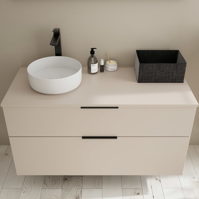 burgbad Eqio Waschtischunterschrank mit Konsolenplatte 120 cm, links, mit Griff G0200