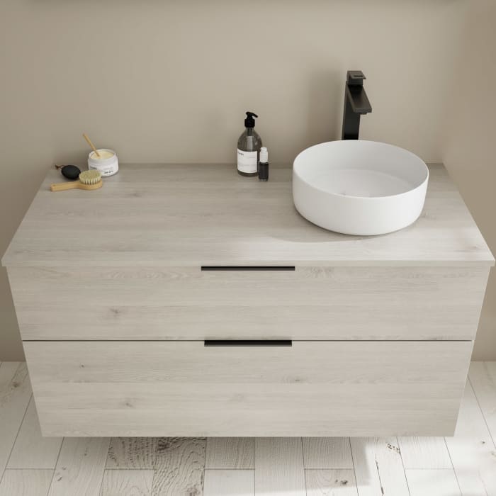 burgbad Eqio Waschtischunterschrank mit Konsolenplatte 120 cm, rechts, mit Griff G0200