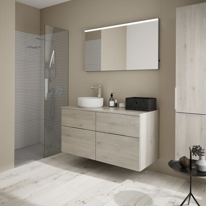 burgbad Eqio Waschtischunterschrank mit Konsolenplatte 120 cm, links, mit Griff G0146