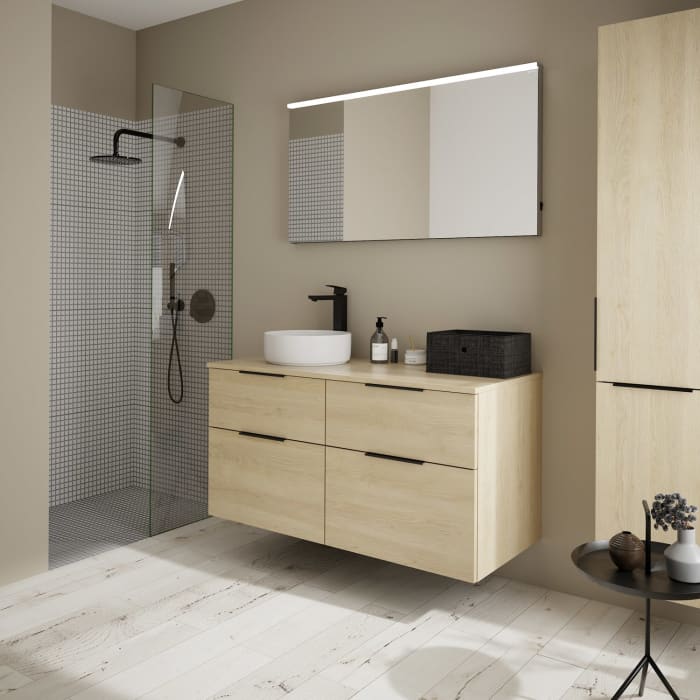 burgbad Eqio Waschtischunterschrank mit Konsolenplatte 120 cm, links, mit Griff G0200