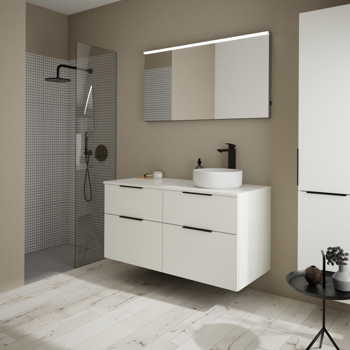 burgbad Eqio Waschtischunterschrank mit Konsolenplatte 120 cm, rechts, mit Griff G0200