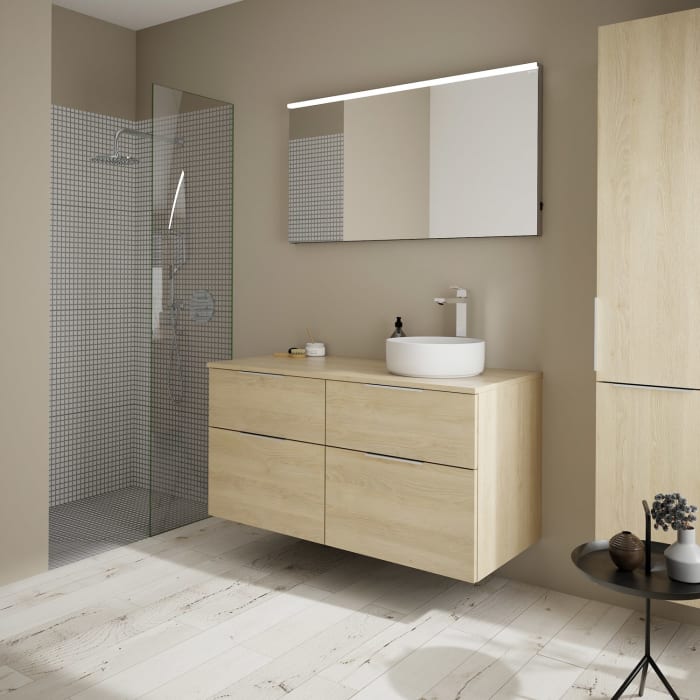 burgbad Eqio Waschtischunterschrank mit Konsolenplatte 120 cm, rechts, mit Griff G0146