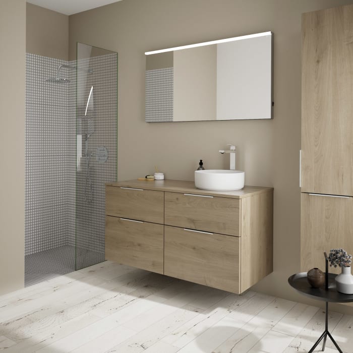 burgbad Eqio Waschtischunterschrank mit Konsolenplatte 120 cm, rechts, mit Griff G0146