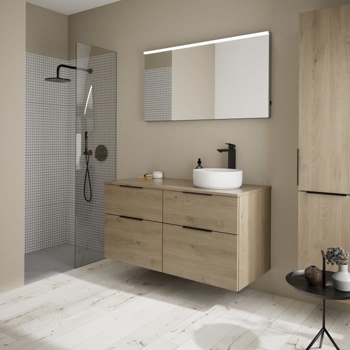 burgbad Eqio Waschtischunterschrank mit Konsolenplatte 120 cm, rechts, mit Griff G0200