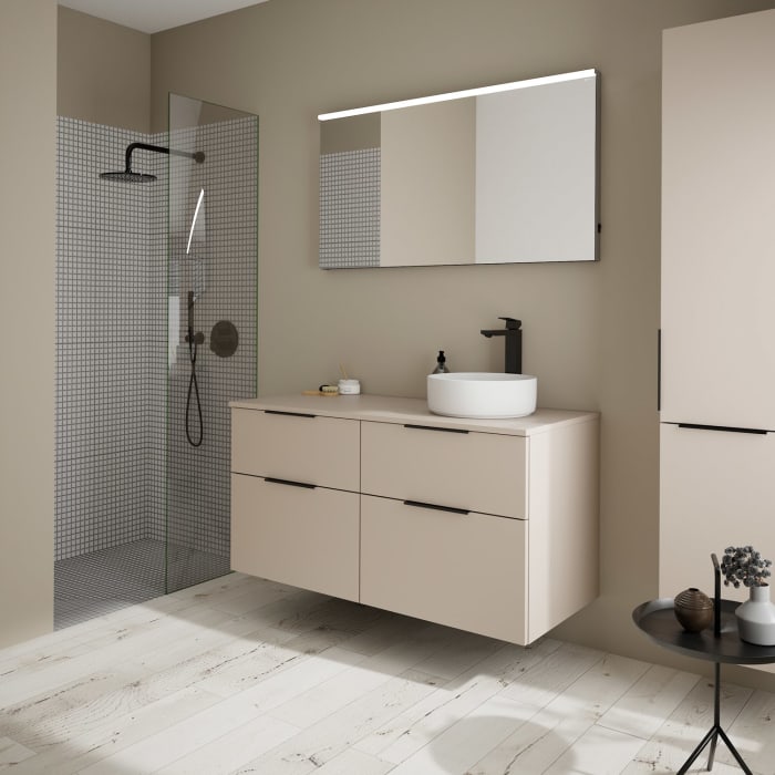 burgbad Eqio Waschtischunterschrank mit Konsolenplatte 120 cm, rechts, mit Griff G0200