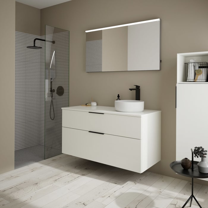 burgbad Eqio Waschtischunterschrank mit Konsolenplatte 120 cm, rechts, mit Griff G0200