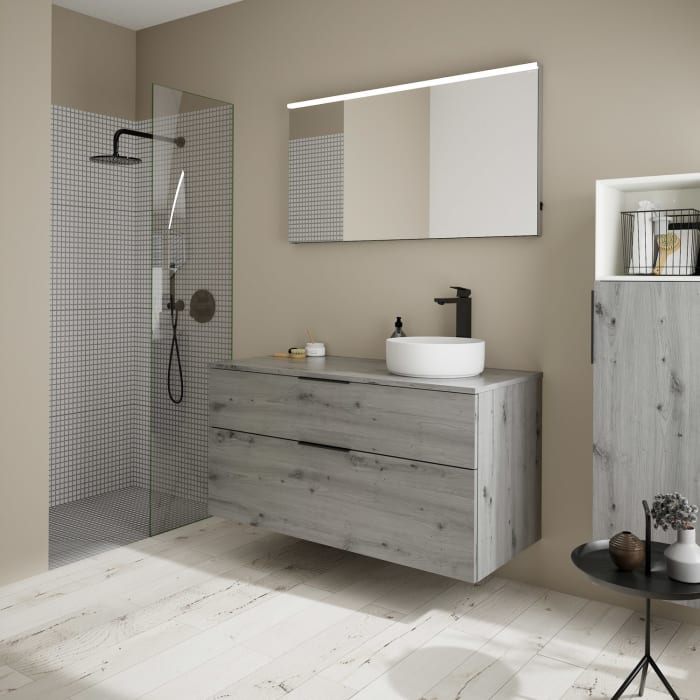 burgbad Eqio Waschtischunterschrank mit Konsolenplatte 120 cm, rechts, mit Griff G0200