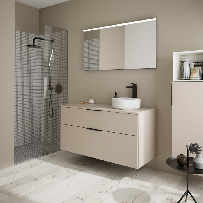 burgbad Eqio Waschtischunterschrank mit Konsolenplatte 120 cm, rechts, mit Griff G0200