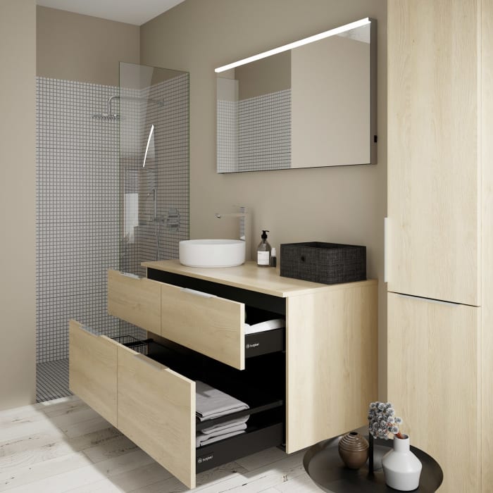 burgbad Eqio Waschtischunterschrank mit Konsolenplatte 120 cm, links, mit Griff G0146