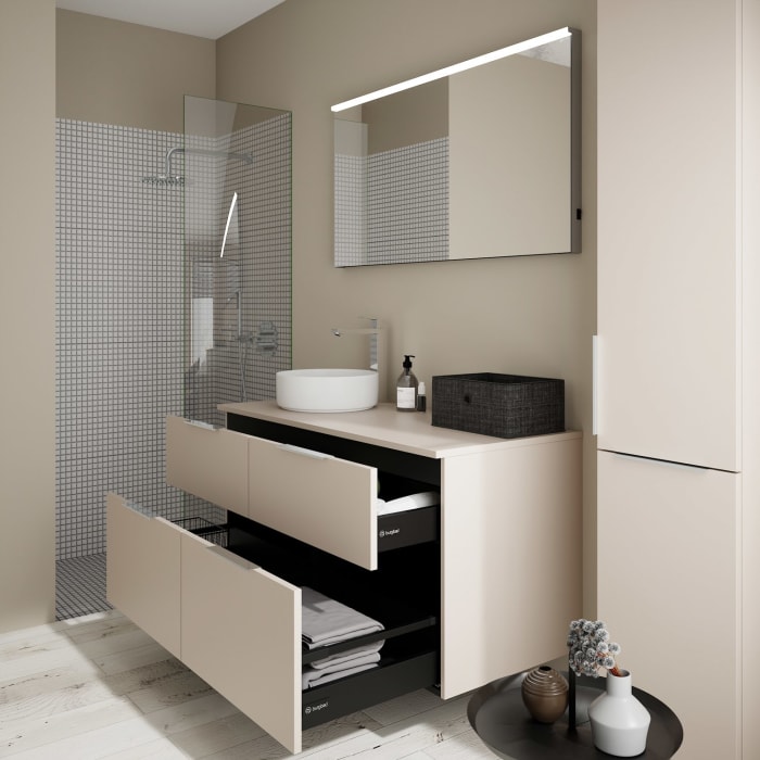 burgbad Eqio Waschtischunterschrank mit Konsolenplatte 120 cm, links, mit Griff G0146