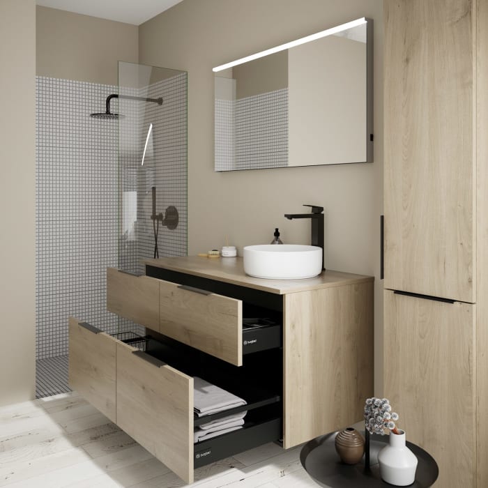 burgbad Eqio Waschtischunterschrank mit Konsolenplatte 120 cm, rechts, mit Griff G0200