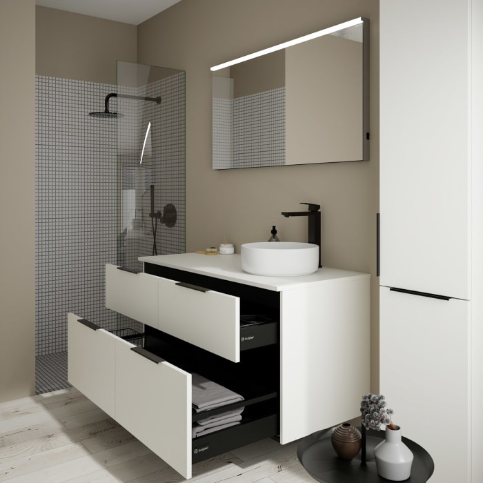 burgbad Eqio Waschtischunterschrank mit Konsolenplatte 120 cm, rechts, mit Griff G0200