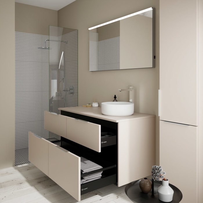 burgbad Eqio Waschtischunterschrank mit Konsolenplatte 120 cm, rechts, mit Griff G0146