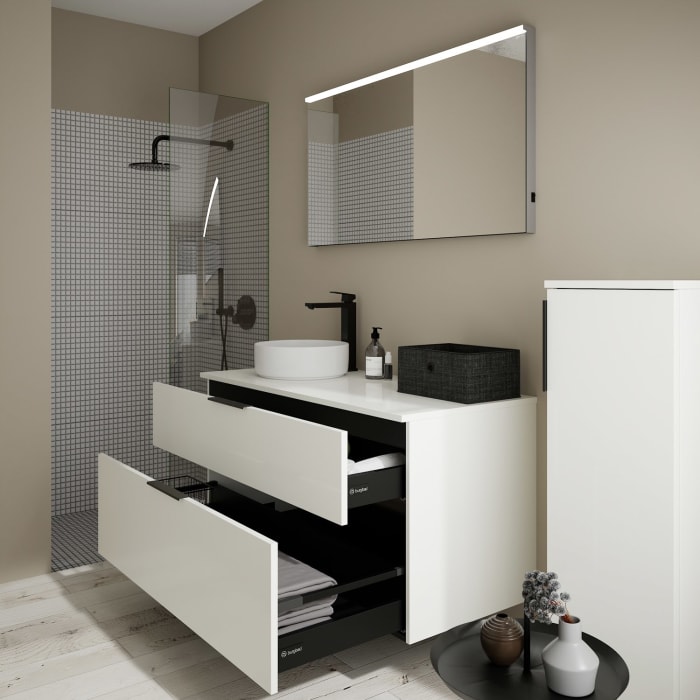 burgbad Eqio Waschtischunterschrank mit Konsolenplatte 120 cm, links, mit Griff G0200