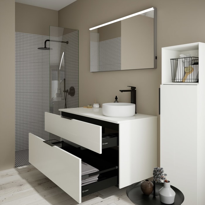 burgbad Eqio Waschtischunterschrank mit Konsolenplatte 120 cm, rechts, mit Griff G0200