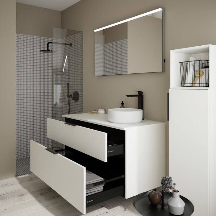 burgbad Eqio Waschtischunterschrank mit Konsolenplatte 120 cm, rechts, mit Griff G0200