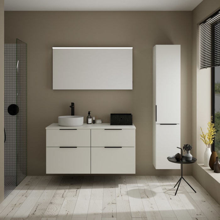 burgbad Eqio Waschtischunterschrank mit Konsolenplatte 120 cm, links, mit Griff G0200