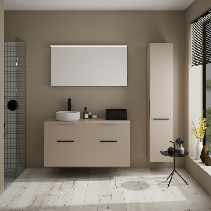 burgbad Eqio Waschtischunterschrank mit Konsolenplatte 120 cm, links, mit Griff G0200