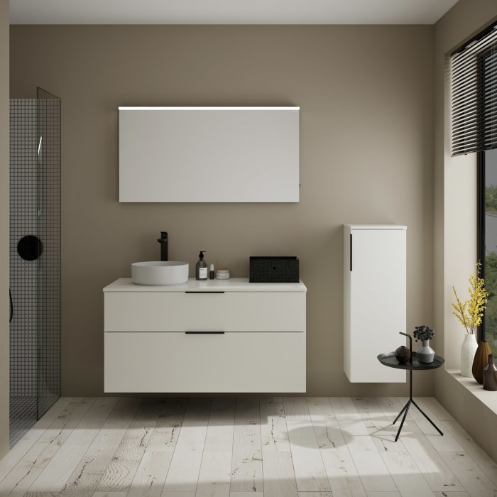 burgbad Eqio Waschtischunterschrank mit Konsolenplatte 120 cm, links, mit Griff G0200