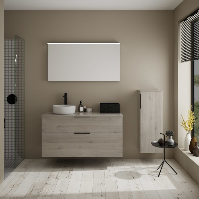 burgbad Eqio Waschtischunterschrank mit Konsolenplatte 120 cm, links, mit Griff G0200