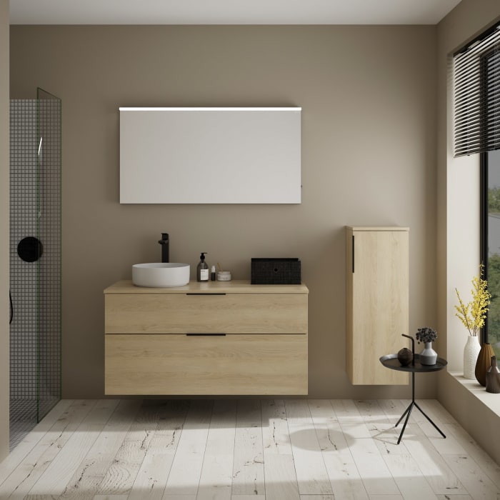 burgbad Eqio Waschtischunterschrank mit Konsolenplatte 120 cm, links, mit Griff G0200