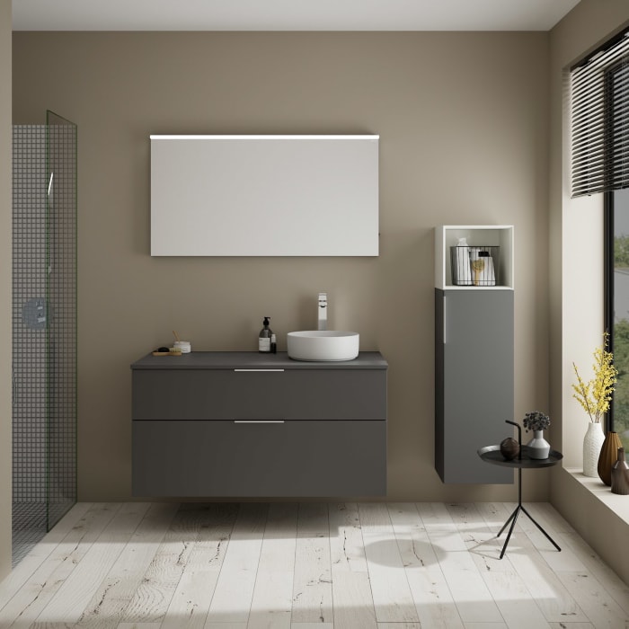 burgbad Eqio Waschtischunterschrank mit Konsolenplatte 120 cm, rechts, mit Griff G0146