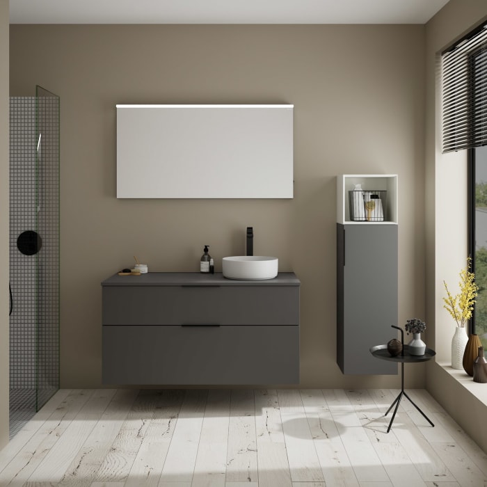 burgbad Eqio Waschtischunterschrank mit Konsolenplatte 120 cm, rechts, mit Griff G0200