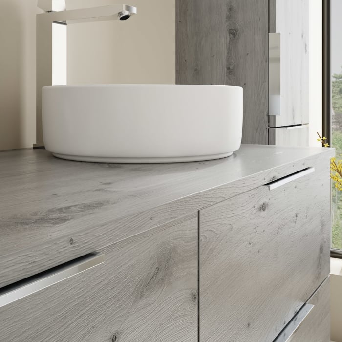 burgbad Eqio Waschtischunterschrank mit Konsolenplatte 120 cm, rechts, mit Griff G0146