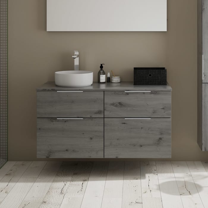 burgbad Eqio Waschtischunterschrank mit Konsolenplatte 120 cm, links, mit Griff G0146