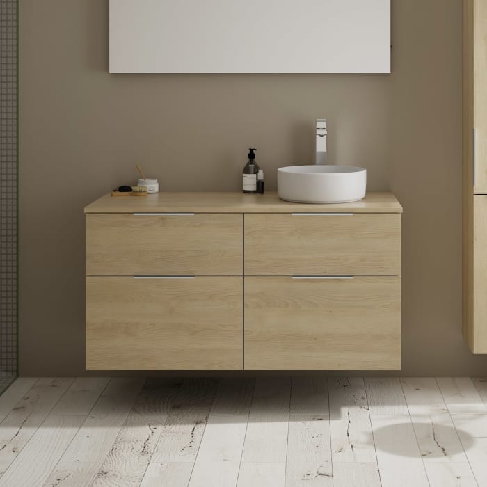 burgbad Eqio Waschtischunterschrank mit Konsolenplatte 120 cm, rechts, mit Griff G0146