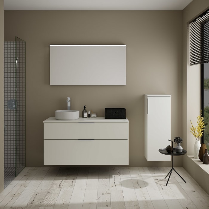 burgbad Eqio Waschtischunterschrank mit Konsolenplatte 120 cm, links, mit Griff G0146