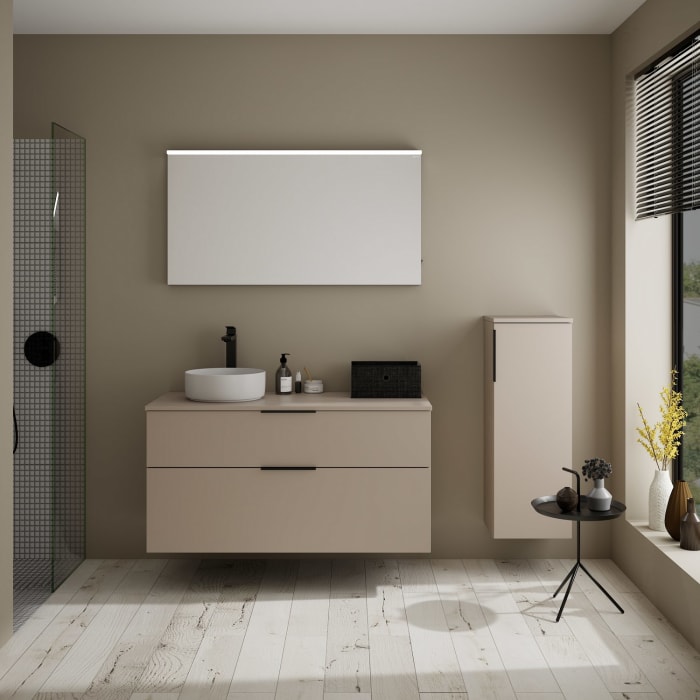 burgbad Eqio Waschtischunterschrank mit Konsolenplatte 120 cm, links, mit Griff G0200