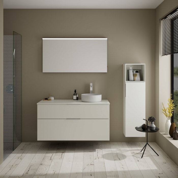 burgbad Eqio Waschtischunterschrank mit Konsolenplatte 120 cm, rechts, mit Griff G0146