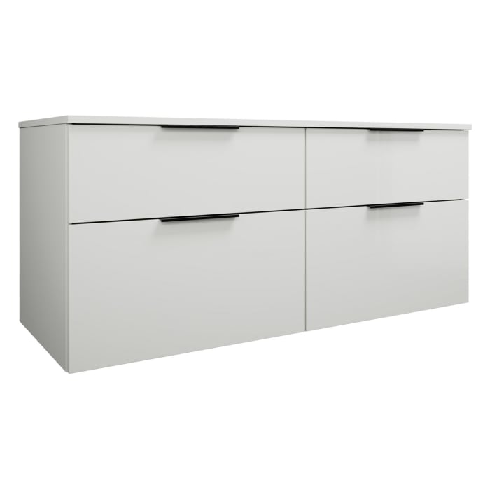 burgbad Eqio Waschtischunterschrank mit Konsolenplatte 140 cm, links, mit Griff G0200