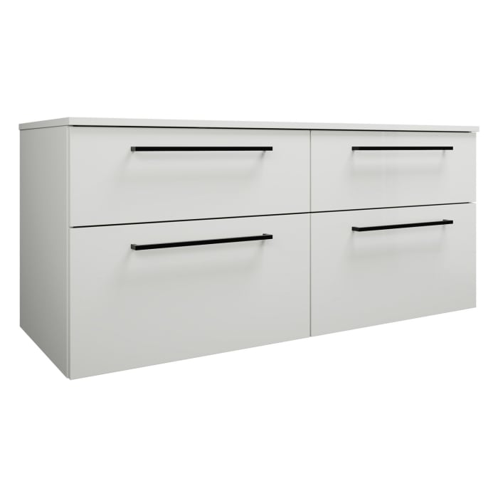 burgbad Eqio Waschtischunterschrank mit Konsolenplatte 140 cm, rechts, mit Stangengriff G0234