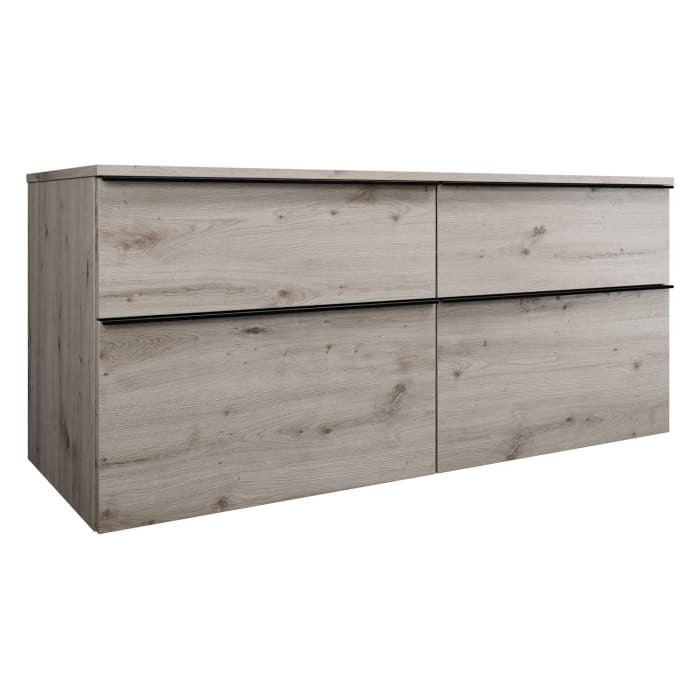 burgbad Eqio Waschtischunterschrank mit Konsolenplatte 140 cm, links, mit Griffleiste G0252
