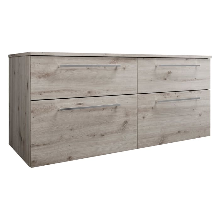 burgbad Eqio Waschtischunterschrank mit Konsolenplatte 140 cm, links, mit Stangengriff P95