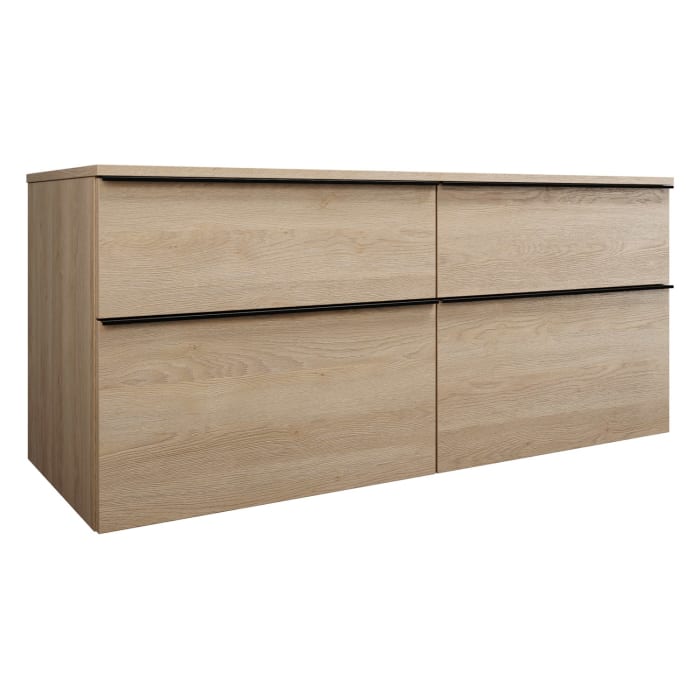 burgbad Eqio Waschtischunterschrank mit Konsolenplatte 140 cm, rechts, mit Griffleiste G0252