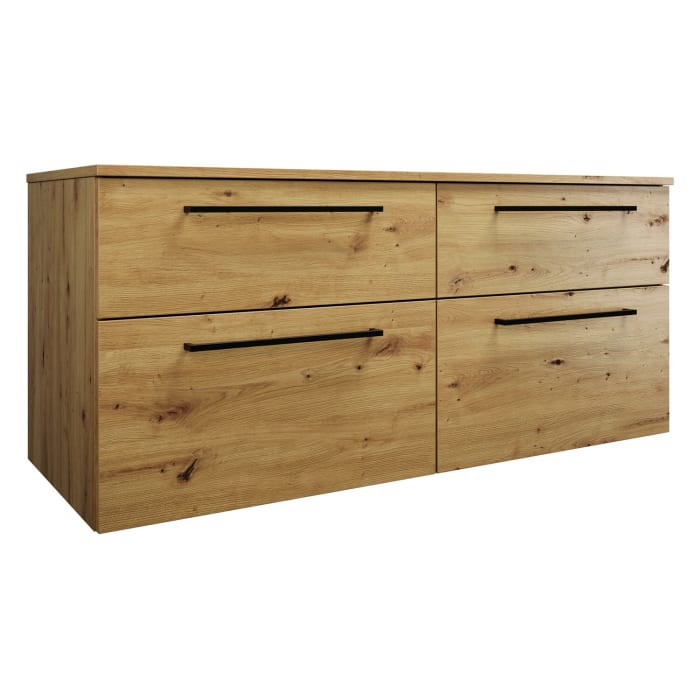 burgbad Eqio Waschtischunterschrank mit Konsolenplatte 140 cm, links, mit Stangengriff G0234