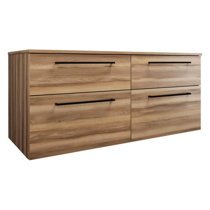 burgbad Eqio Waschtischunterschrank mit Konsolenplatte 140 cm, links und rechts, mit Stangengriff G0234