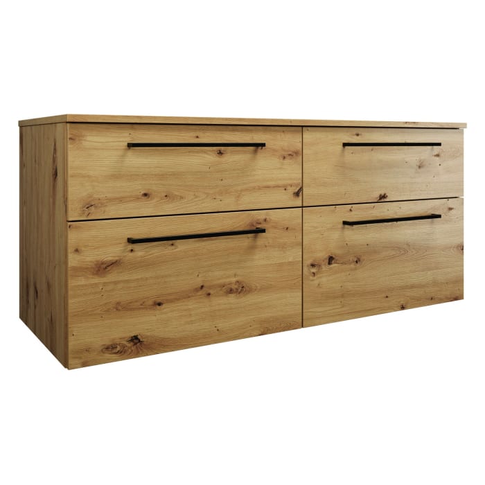 burgbad Eqio Waschtischunterschrank mit Konsolenplatte 140 cm, links und rechts, mit Stangengriff G0234