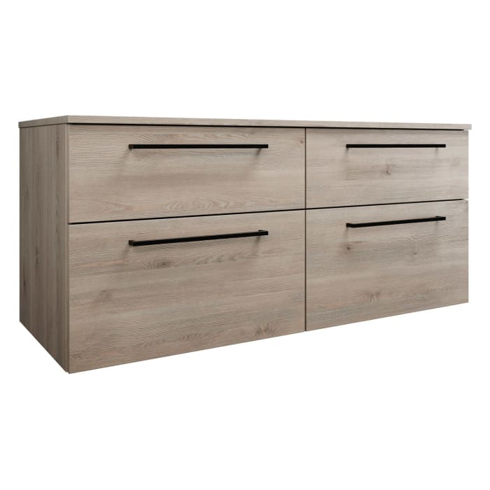 burgbad Eqio Waschtischunterschrank mit Konsolenplatte 140 cm, rechts, mit Stangengriff G0234