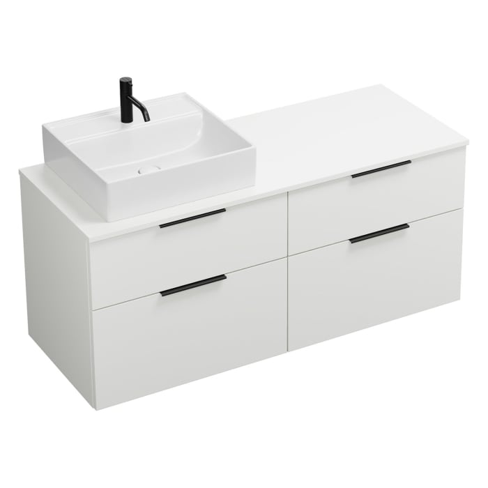 burgbad Eqio Waschtischunterschrank mit Konsolenplatte 140 cm, links, mit Griff G0200