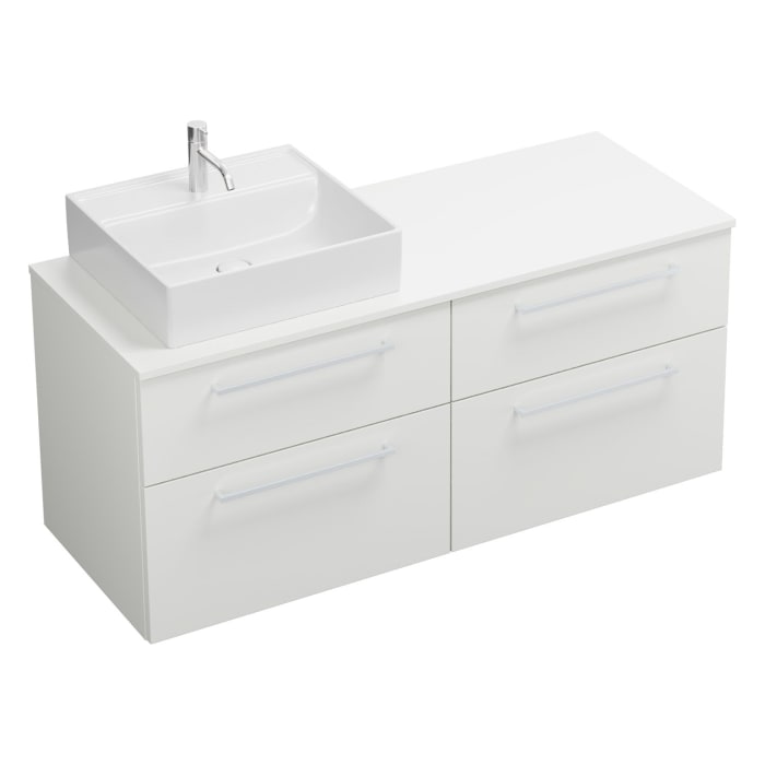 burgbad Eqio Waschtischunterschrank mit Konsolenplatte 140 cm, links, mit Stangengriff P95