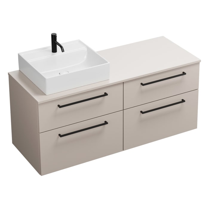 burgbad Eqio Waschtischunterschrank mit Konsolenplatte 140 cm, links, mit Stangengriff G0234