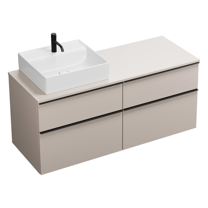 burgbad Eqio Waschtischunterschrank mit Konsolenplatte 140 cm, links, mit Griffleiste G0252