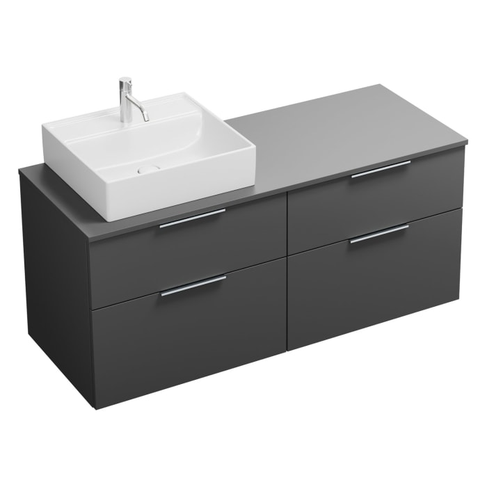 burgbad Eqio Waschtischunterschrank mit Konsolenplatte 140 cm, links, mit Griff G0146