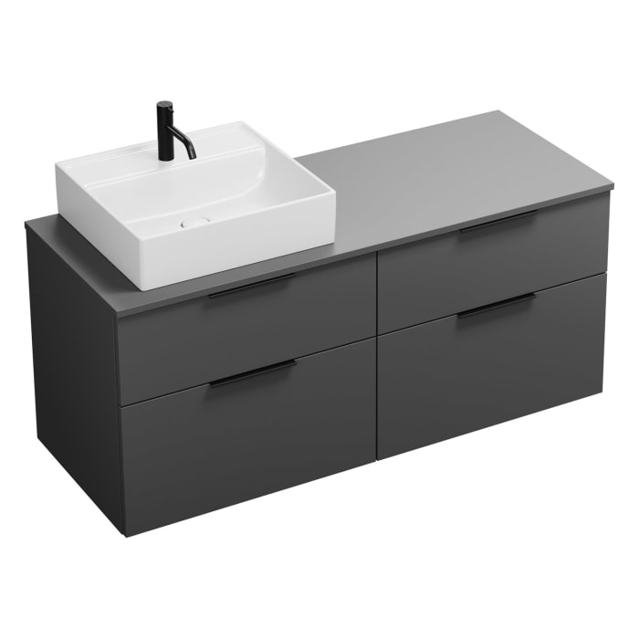 burgbad Eqio Waschtischunterschrank mit Konsolenplatte 140 cm, links, mit Griff G0200