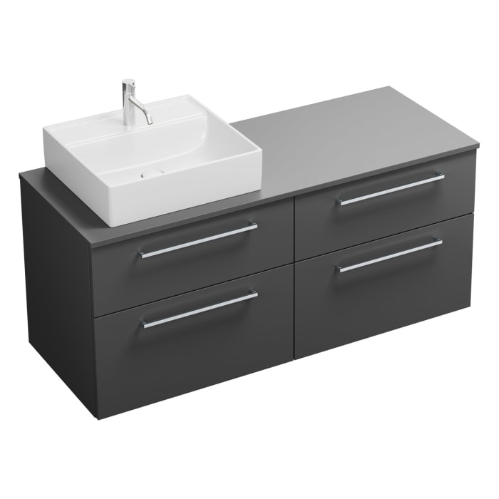 burgbad Eqio Waschtischunterschrank mit Konsolenplatte 140 cm, links, mit Stangengriff P95