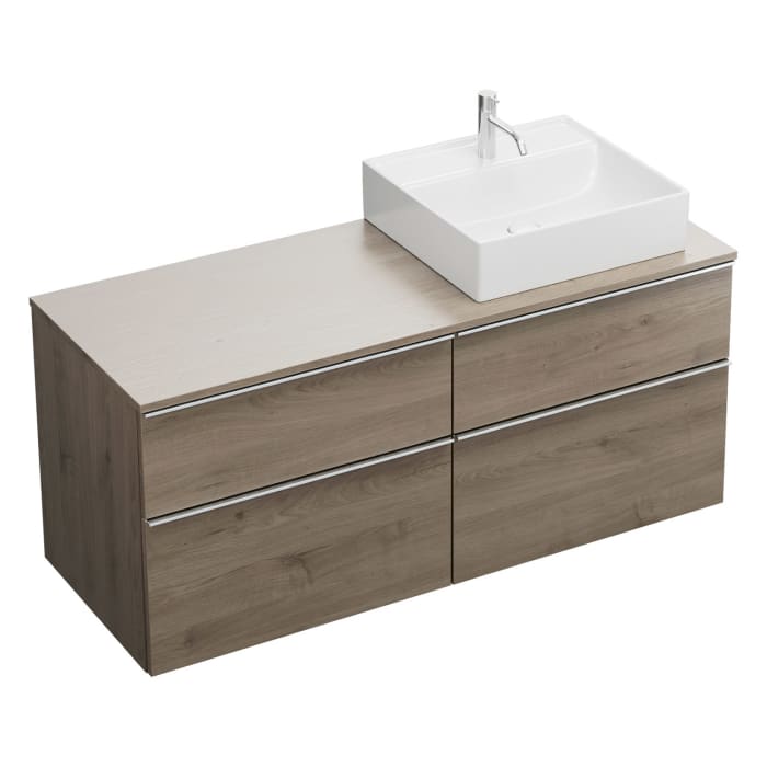 burgbad Eqio Waschtischunterschrank mit Konsolenplatte 140 cm, rechts, mit Griffleiste G0251